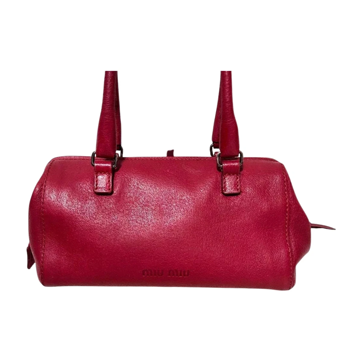 バッグ MIU MIU 90s Archive mini Boston bag Vintage Miu Miu 90s Mini Boston Bag Red Pigskin Leather