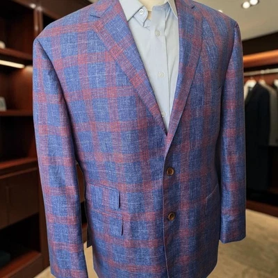 Bespoke Dormeuil Silk Wool Blazer 46R SLIM David Alan Working Cuff Ticket Pocket - Image 1 of 4