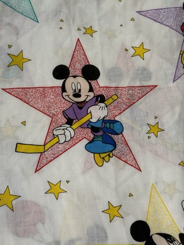 VTG Dundee All Star Mickey Mouse Sports Toddler Bed Fitted & Flat Sheet Set USA - Afbeelding 6 van 7
