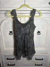 Y2K Black White Floral Lace Babydoll Handkerchief Hem Babydoll Top Whimsigoth
