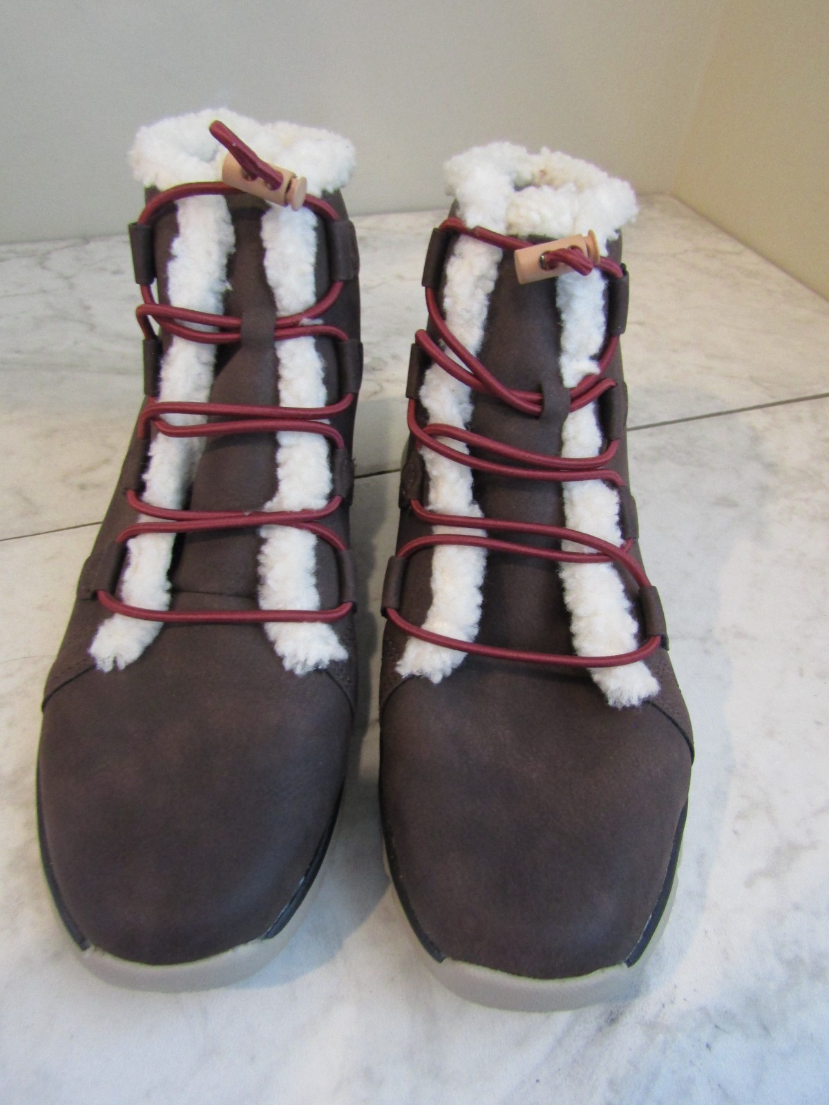 Ryka Brown/Black Toggle Sherpa Trimmed Warm Boots Women's Size 8 EU 38