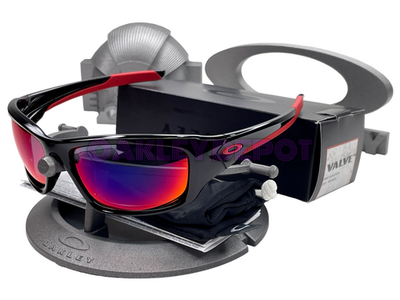 ✓🕶️ OAKLEY VALVE 009236 POLISHED BLACK/+RED IRIDIUM SUNGLASSES
