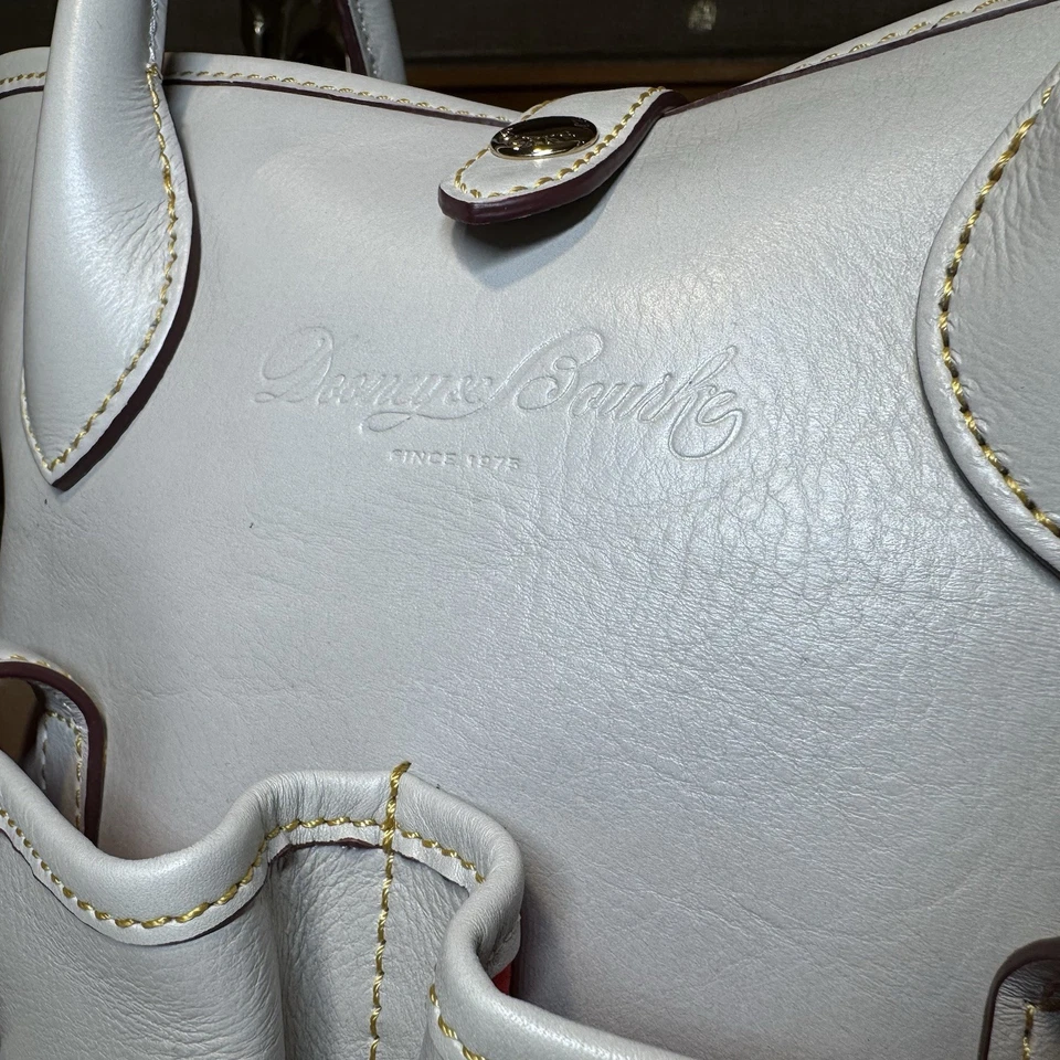 Cartera Dooney & Bourke Florentine Vacchetta Pequeña Bolsillo Gris Cuero Italiano Foto 2 de 4