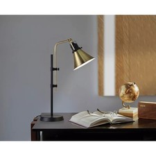 Black Metal Adjustable Table Lamp with Bronze Finish - Threshold  : ETL Listed, M