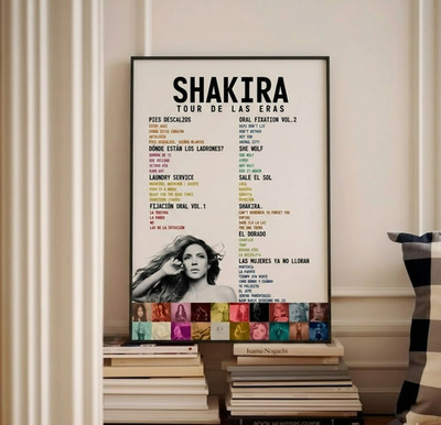 Shakira Tour de las Eras Song List Poster Music Wall Art Print