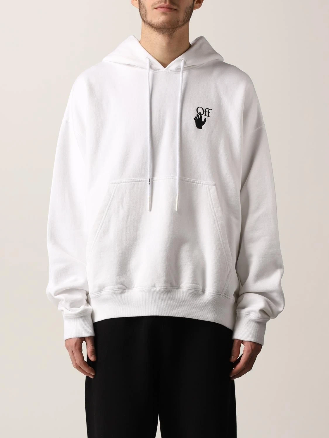 Felpa con cappuccio oversize Off White bianca ricamata taglio qui logo Taglia M Prezzo consigliato $560