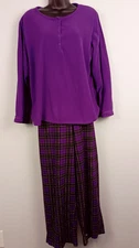 Oscar de la Renta Women's Large Purple Fleece Pajamas Set Soft & Cozy Comfort