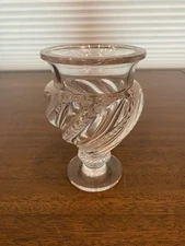 STUNNING VTG LALIQUE Crystal ERMENONVILLE Swirls Footed Vase SIGNED 5.75" FRANCE