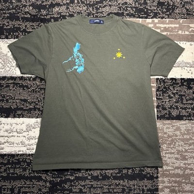 Coach green t shirt with stitched map design XL Vintage