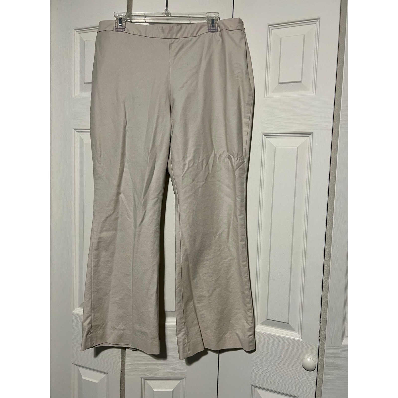 Coldwater Creek Natural Fit Women 16P Tan Slacks Flat Front Side Zip Petite EUC