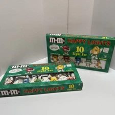 2 SETS Of 10 ea M&M’s Happy Lights NEW TESTED WORKS String Lights Minami Vintage