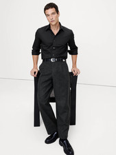 Banana Republic Poplin Slim Fit Wrinkle Resistant Dress Shirt  Black Medium NEW