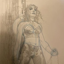 Wonder Woman Wild West Original Comic Art sketch Pencil Andrew Robinson 8.5x11