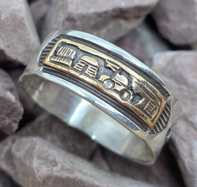 Navajo Storyteller Sterling & 12k Gold Filled Ring Band Size 12