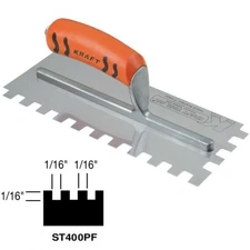 Kraft Tool Notch Trowel Square Notch 1/16" x 1/16" x 1/16" Made in the USA