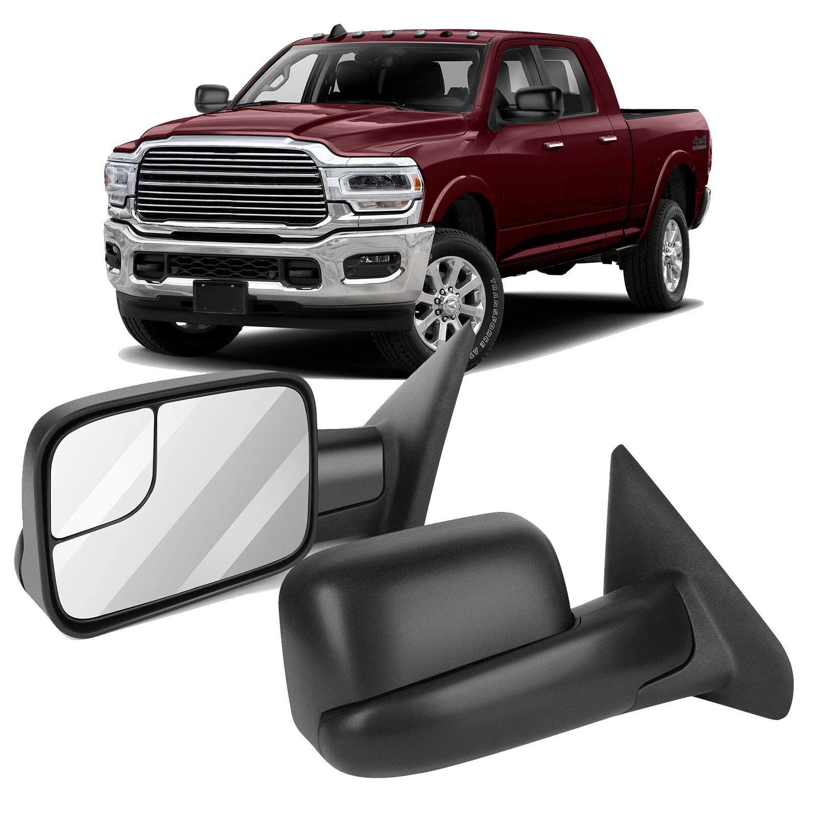 Pair Manual Tow Mirrors For 2003-2008 Dodge Ram 1500 2500 3500 Side View Black