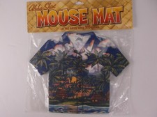 ISLAND HERITAGE ALOHA SHIRT MOUSE MAT PAD FOR PC TROPICAL SUNSET BLUE PALM HUTS
