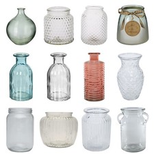 Glass Flower, Stem, Bud, Bouquet, Jar, Bottle Vases. Clear & Coloured