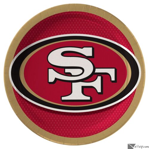 San Francisco 49ers Football Party Round Paper Dinner Plates, 8 CT, 9", Red G... - Picture 1 of 1