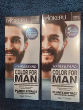 2 MOKERU DYEING EXPERT HAIR & BEARD COLOR FOR MAN MOUSTACHE SHAMPOO WHITE & GREY
