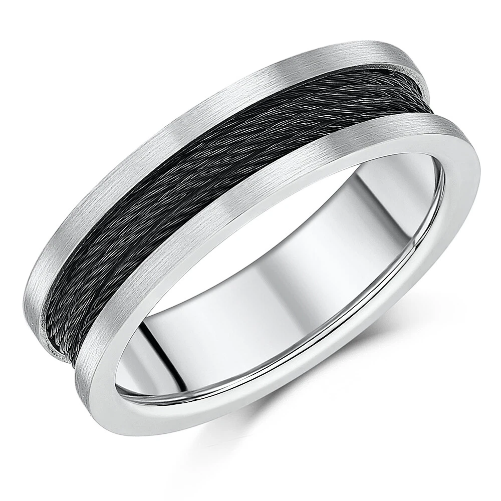 Mens cable wedding band sale