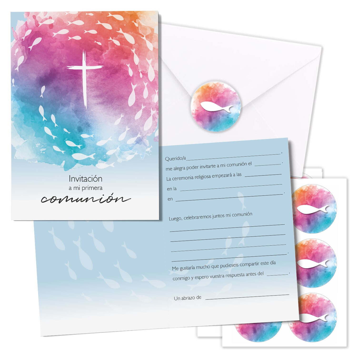 15er Set Kommunionskarten in Spanisch Einladungskarte DIN A6 Kommunion I dv_1307
