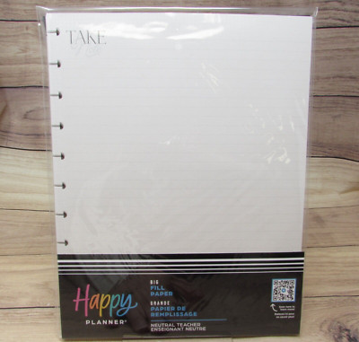 Happy Planner Big Filler Paper 40pc Take Note Lined Daily Organize White NEW