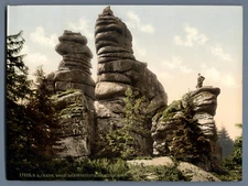 Bayreuth Wald. Dreikönigstein im Dreisesselgebiet.  PZ vintage photochromie, Deu