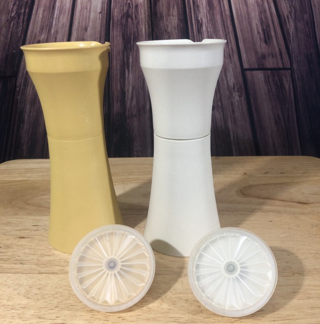Vintage TUPPERWARE Salad Dressing Containers Lot Of 2 Push Button Lids