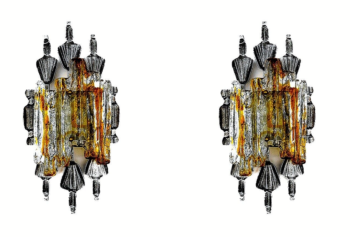 Pair (2) of Original BRUTALIST Wall Sconse by Tom Ahlström & Hans