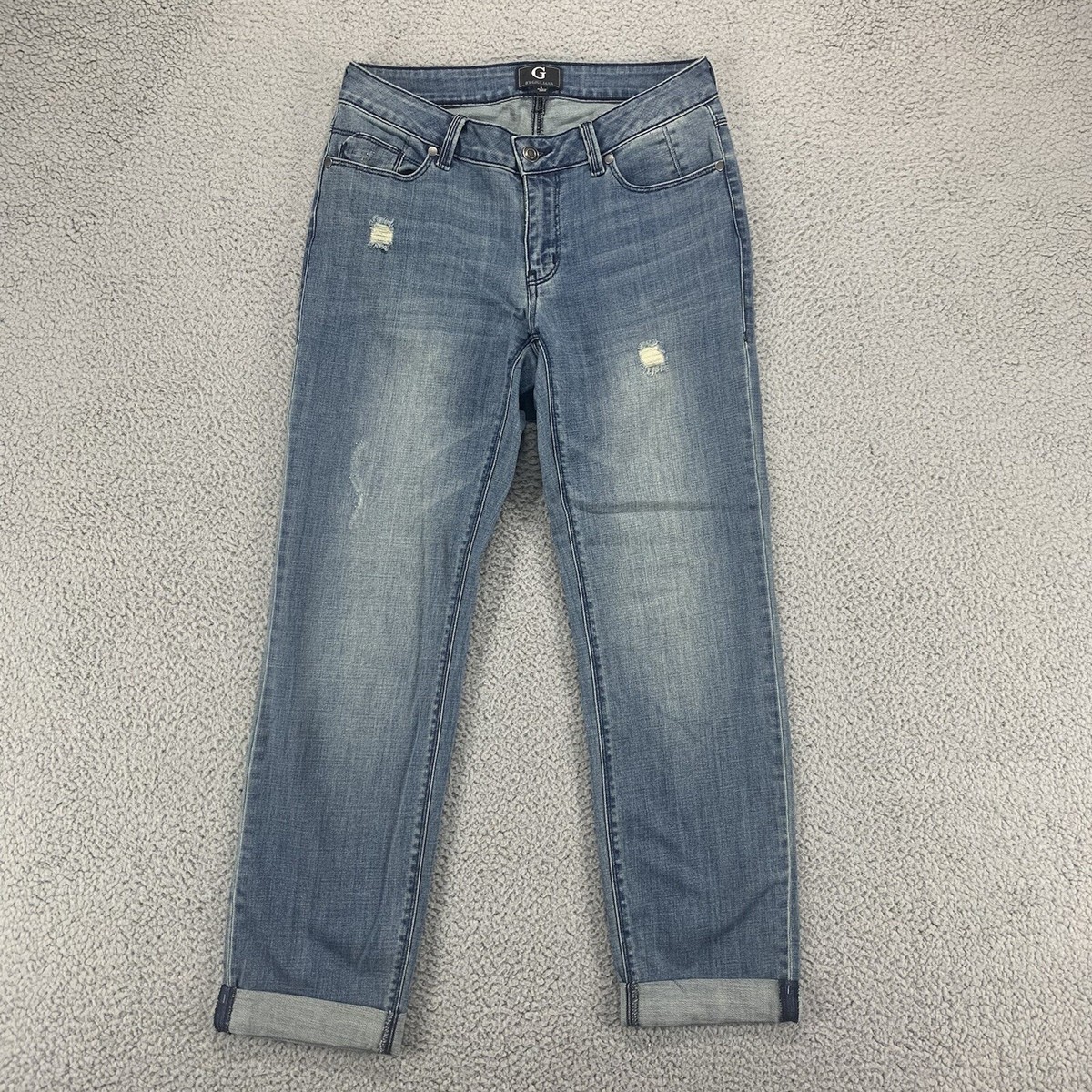 G By Giuliana Jeans Womens Size Blue Distressed Straight Medium Wash 28x27