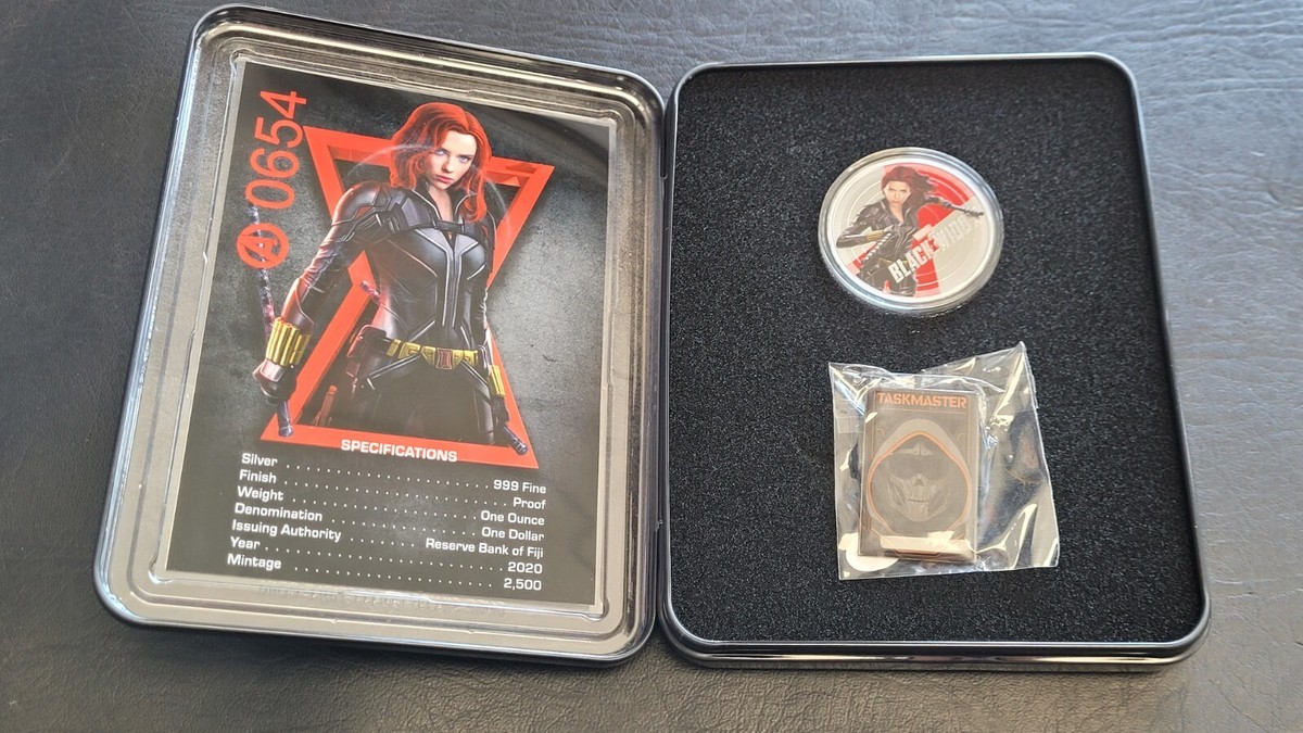 2020 Fiji Marvel Avengers Black Widow 1 Ounce Silver Coin & Pin
