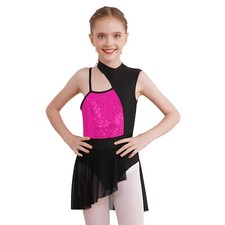 Kids Girls Dress Costume Ballet Figure Skating Dancewear Shiny Unitard Jazz