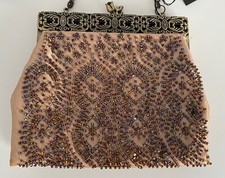 Inge Christopher Luxury Evening Mini Beaded Bag Brass Chain Strap Copper NWT
