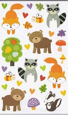 Mrs. Grossman's Giant Stickers - Forest Pals - Bear, Raccoon, Fox, Bee -2 Strips