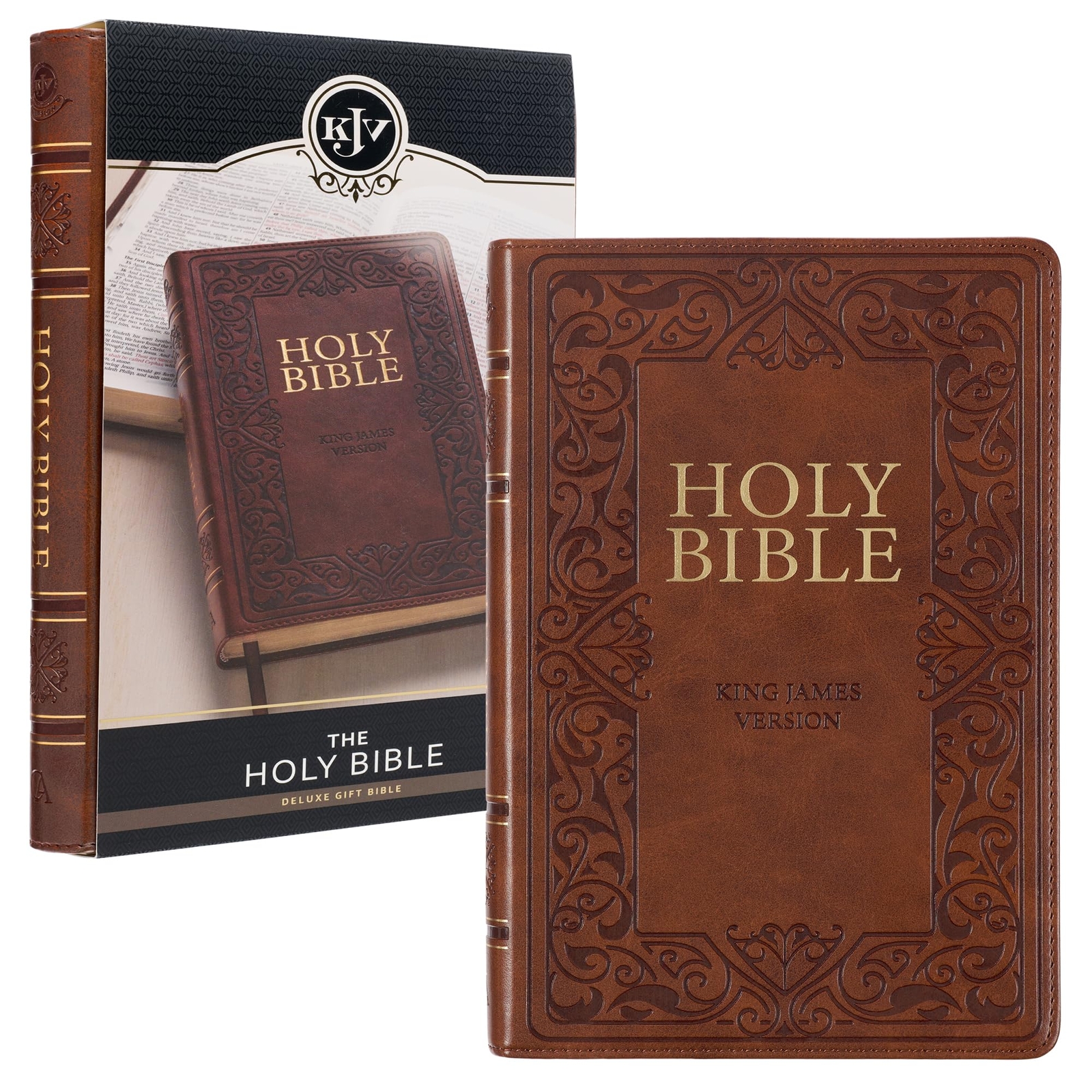 Medium Brown KJV Deluxe Bible with Thumb Index BRAND NEW in Shrink Wrap