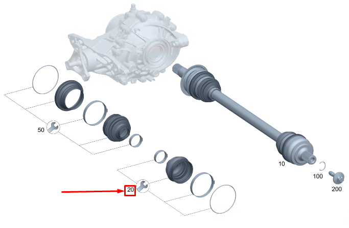 MERCEDES-BENZ C S206 Rear Axle Shaft Boot Repair Kit A2233508725