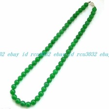 Pretty Handmde 6mm Green Jade Round Gems Beads Jewelry Necklace 20''