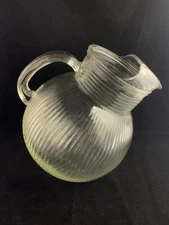 Vintage Hazel Atlas Tilted Glass Ribbed Water Pitcher/Vase