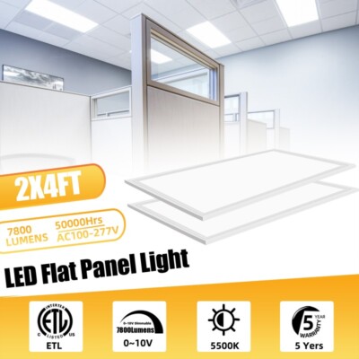 2x4FT White LED Flat Panel Troffer Light,75W Recessed Drop Ceiling Lamp 5000K