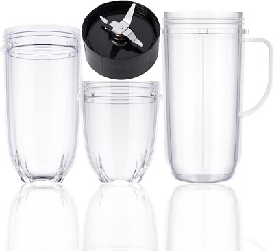 4-piece MB Blender Replacement Set 22oz Tall Mug Cup 16oz Cup 12oz