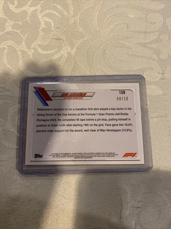 Kimi Raikkonen 2021 Topps Formula 1 F1 08/10 Black SSP #159 - Image 2 of 2