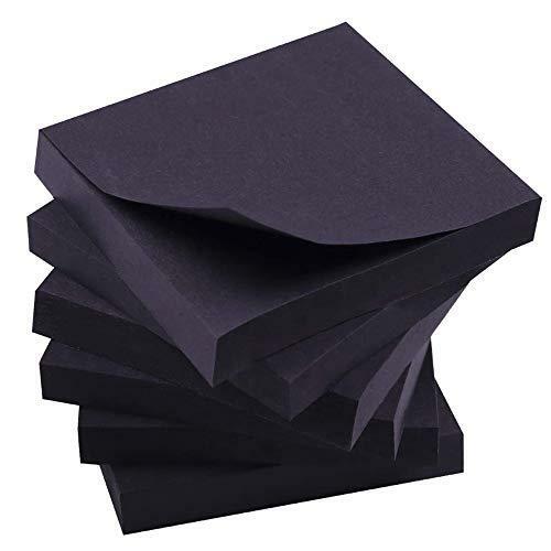 Black 3x3 Inch Sticky Notes 6 Pads 100 Sheets Per Pad Self-Stick Memo Notes-image