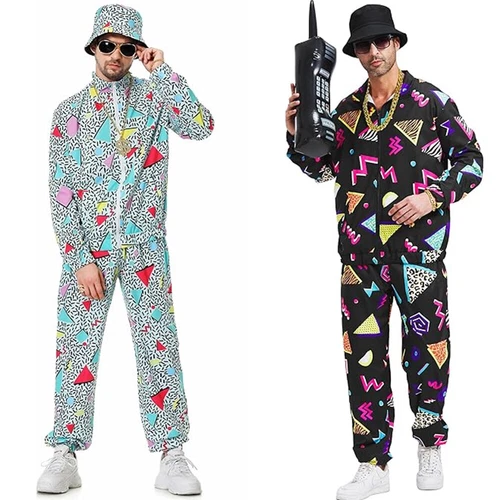Couple 80s Costume Retro Neon Height Fashion Scouser Tracksuit 1980s Shell Suits - Bild 8 von 41