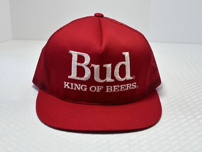 Vintage Budweiser Hat 80s 90s Snapback Trucker Cap Bud King of Beers
