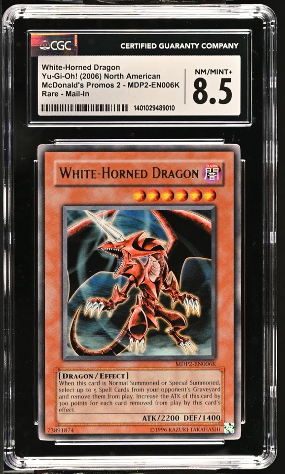 CGC 8.5 Yugioh White-Horned Dragon MDP2-EN006K Redemption Promo 