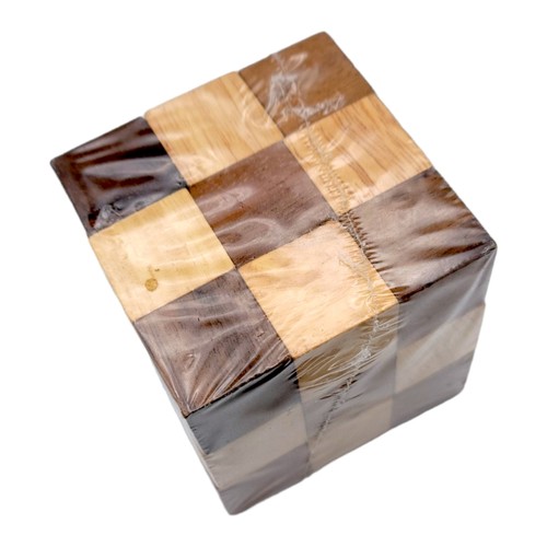 Danny SEO Natural Wood Serpent Cube 3D Puzzle Brain Teaser Toy 3x3" | 27-Blocks - Picture 3 of 3