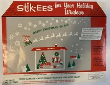 Christmas Decorations Night Before Fireplace Vintage Stik-EES Window Clings NEW