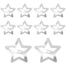 Cute Silver Star Snap Hair Clips - 10 Pack for Kids  Women Hair Accessories