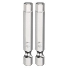 2pcs H6.0 Hex Screwdriver Bit 6.0mm Flat Tip 1/4" Shank 50mm Long Chrome Plated